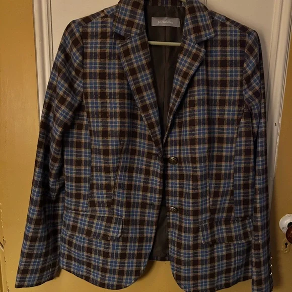 Liz Claiborne Jackets Coats Liz Claiborne Brown Blue Tweed